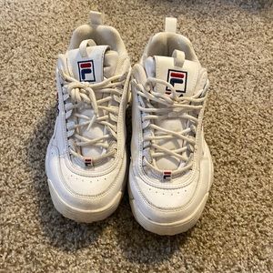 chunky white fila shoes